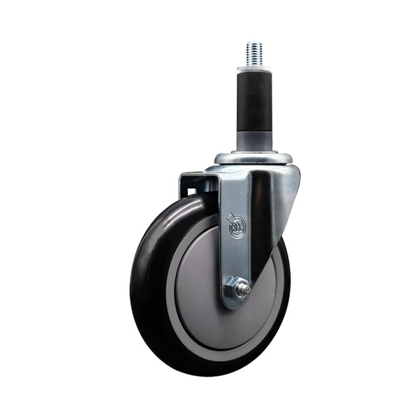 5'' SS Black Poly Wheel Swivel 1-1/8'' Expanding Stem Caster
